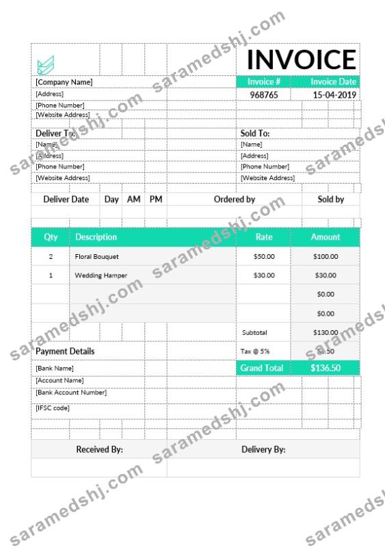 Flower Shop Invoice Template